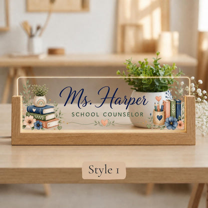 Personalized School Counselor LED Nameplate, Custom Office Desk Sign, Counselor Gift