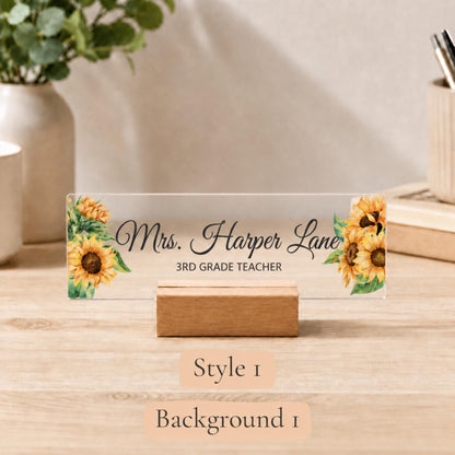 Personalized teacher acrylic nameplate design example