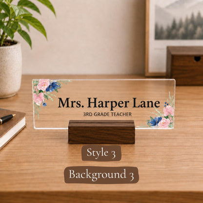 Personalized teacher acrylic nameplate design example