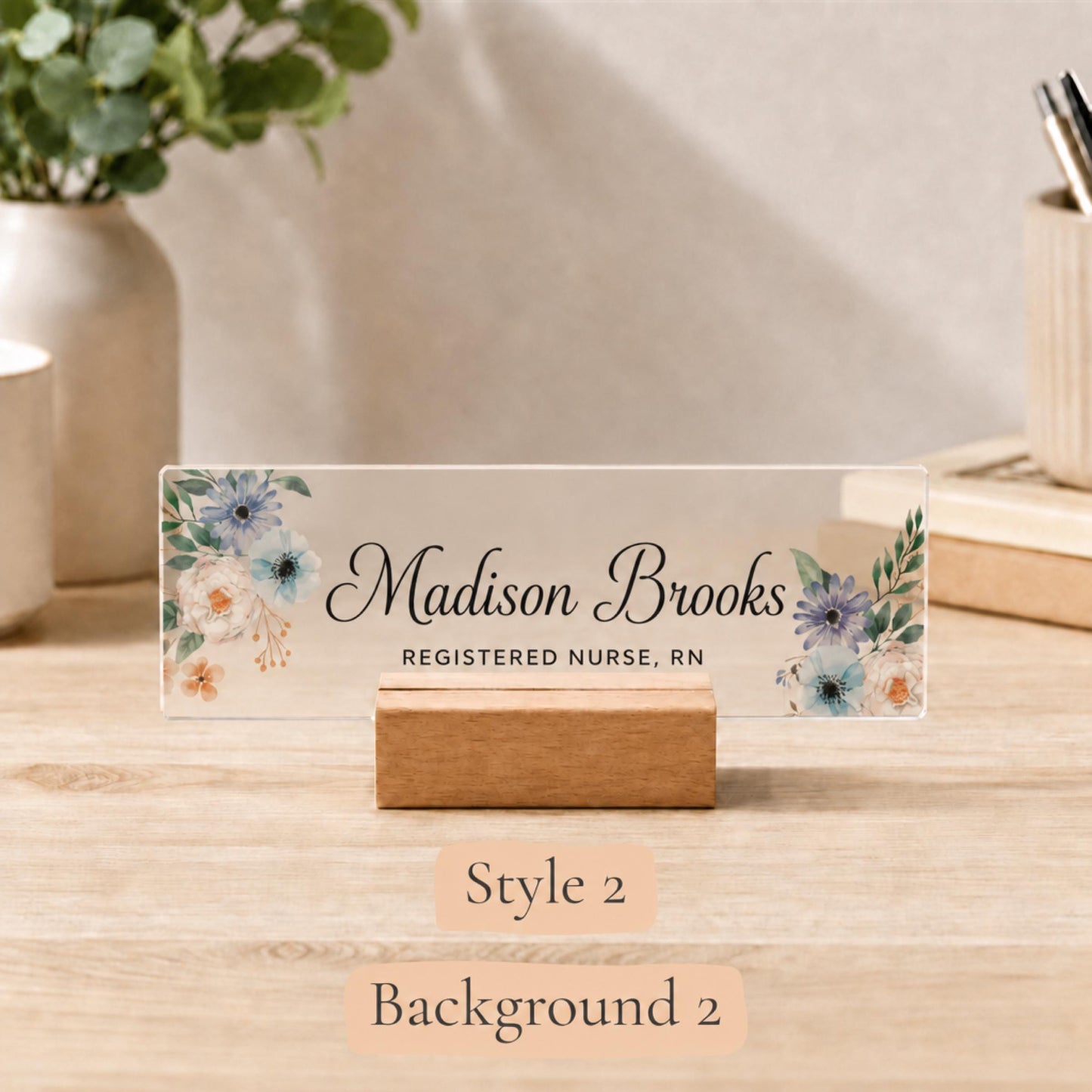 Personalized rn acrylic nameplate design example