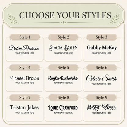 Nine typography styles for the speech therapist acrylic nameplate