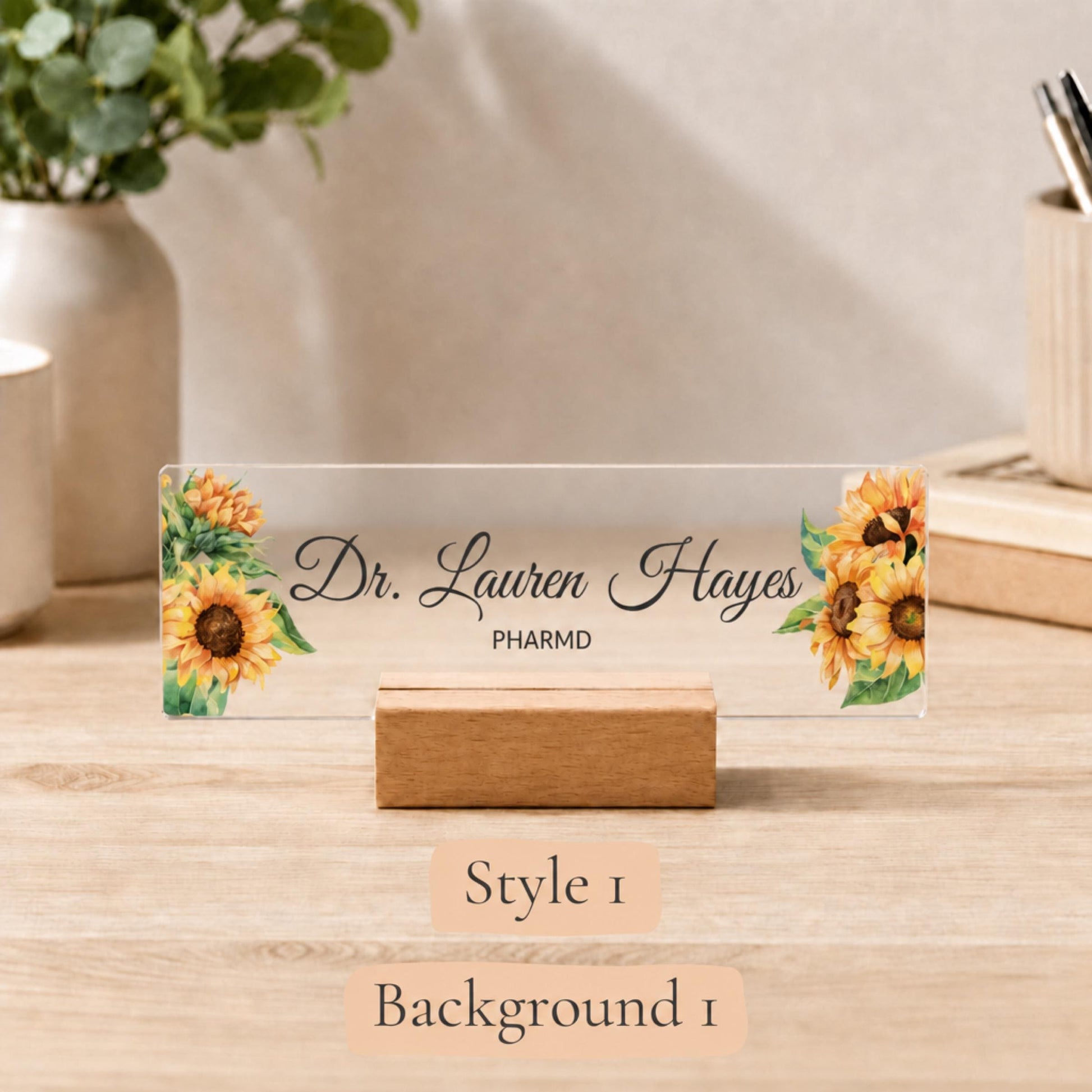 Personalized pharmacist acrylic nameplate design example