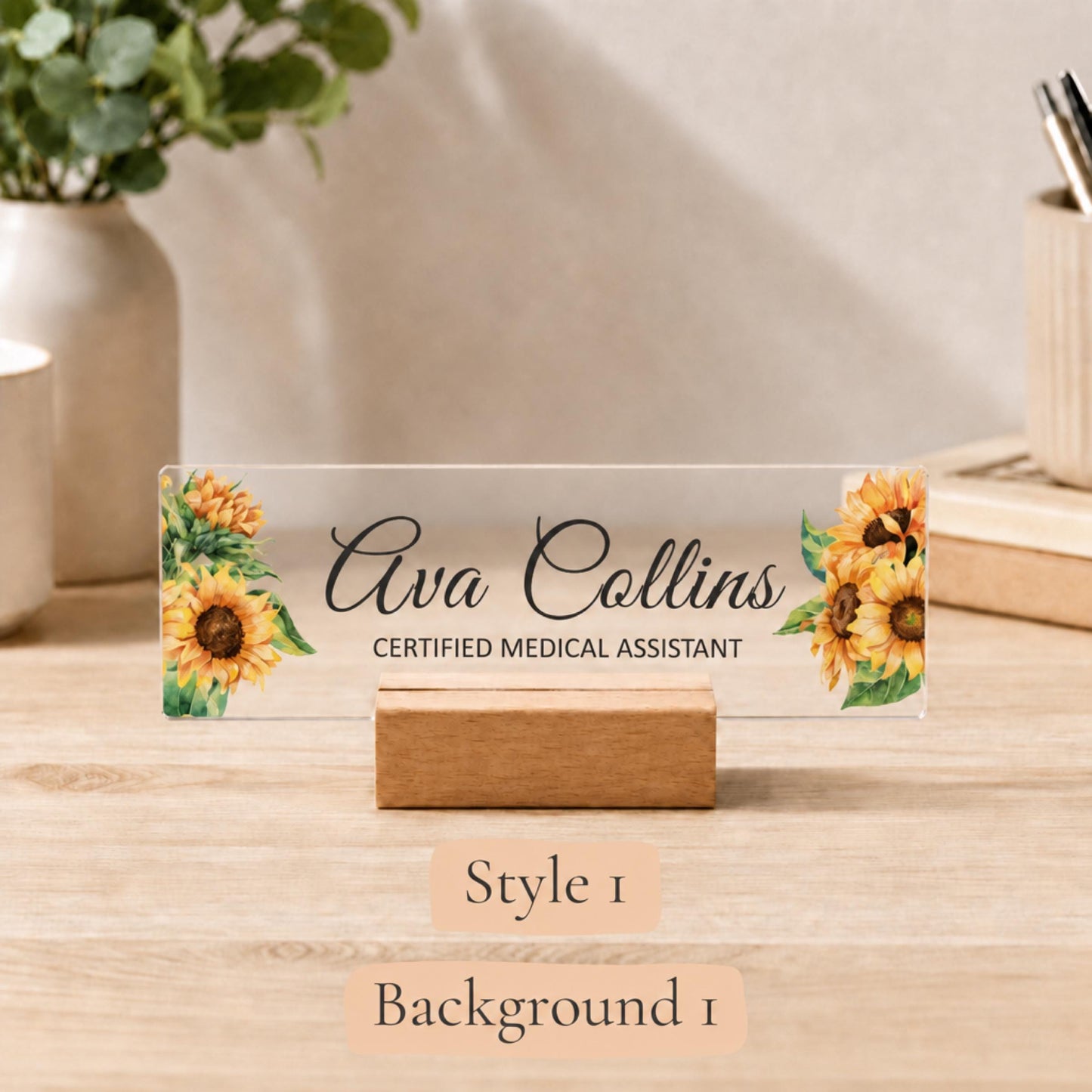 Personalized medical assistant acrylic nameplate design example