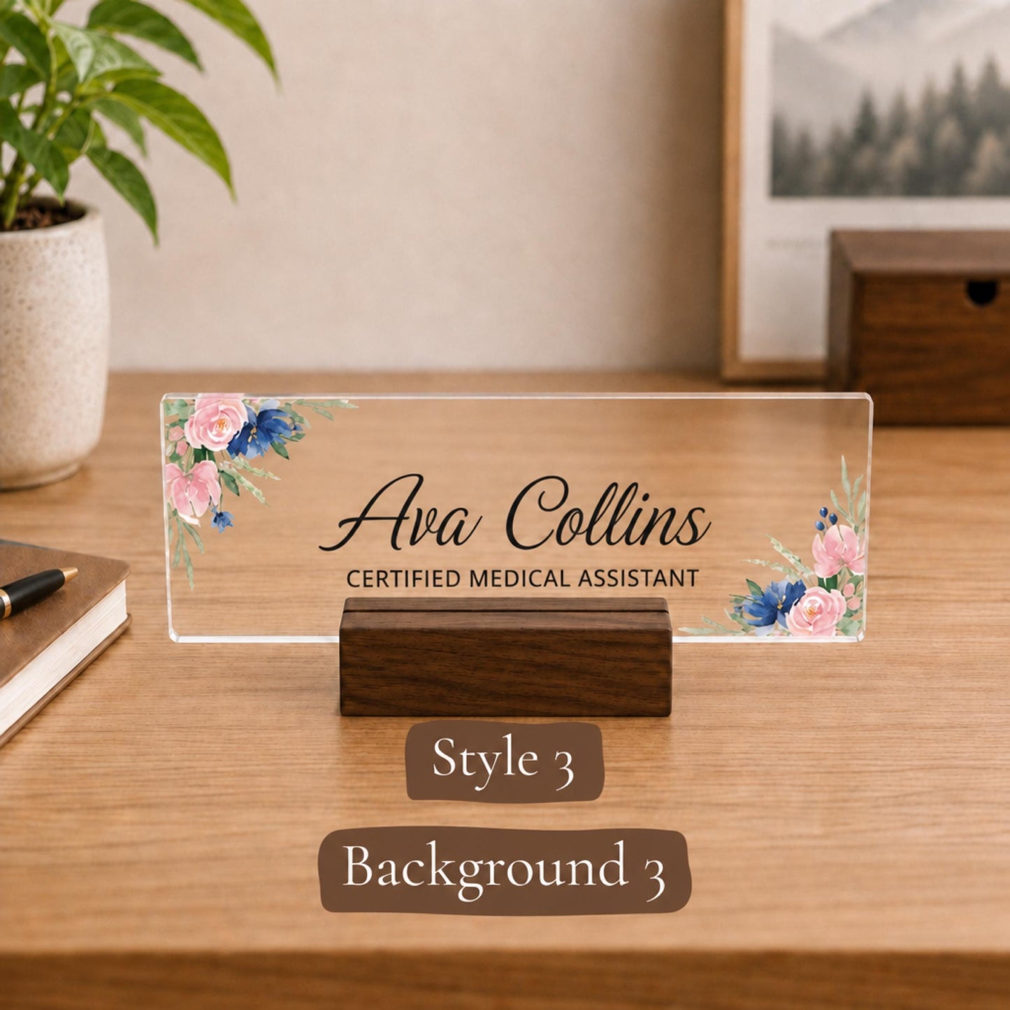 Personalized medical assistant acrylic nameplate design example