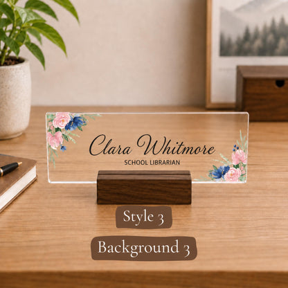 Personalized librarian acrylic nameplate design example
