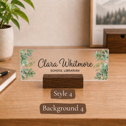 Personalized librarian acrylic nameplate design example