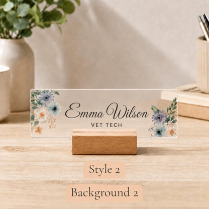 Personalized vet tech acrylic nameplate design example