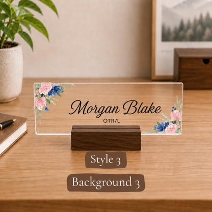 Personalized occupational therapist acrylic nameplate design example