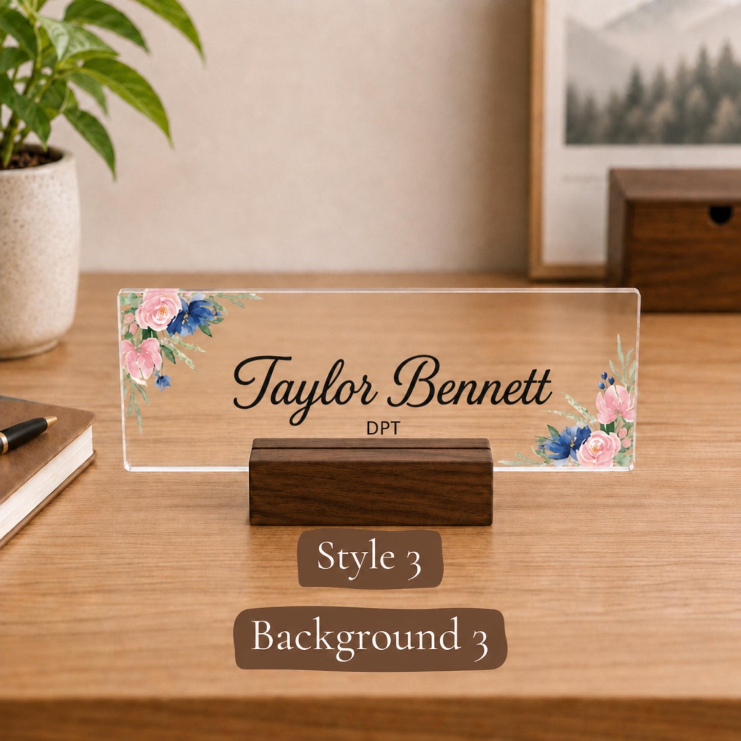 Personalized physical therapist acrylic nameplate design example