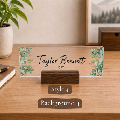 Personalized physical therapist acrylic nameplate design example