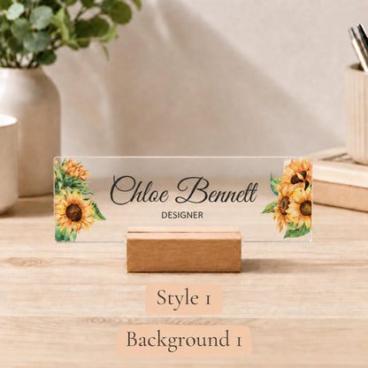 Personalized interior designer acrylic nameplate design example