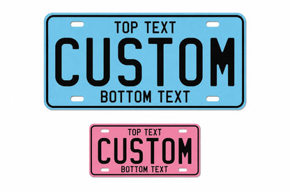 Full-size and mini personalized aluminum license plates