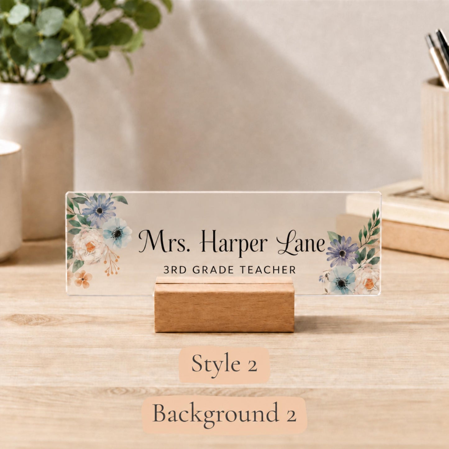 Personalized teacher acrylic nameplate design example