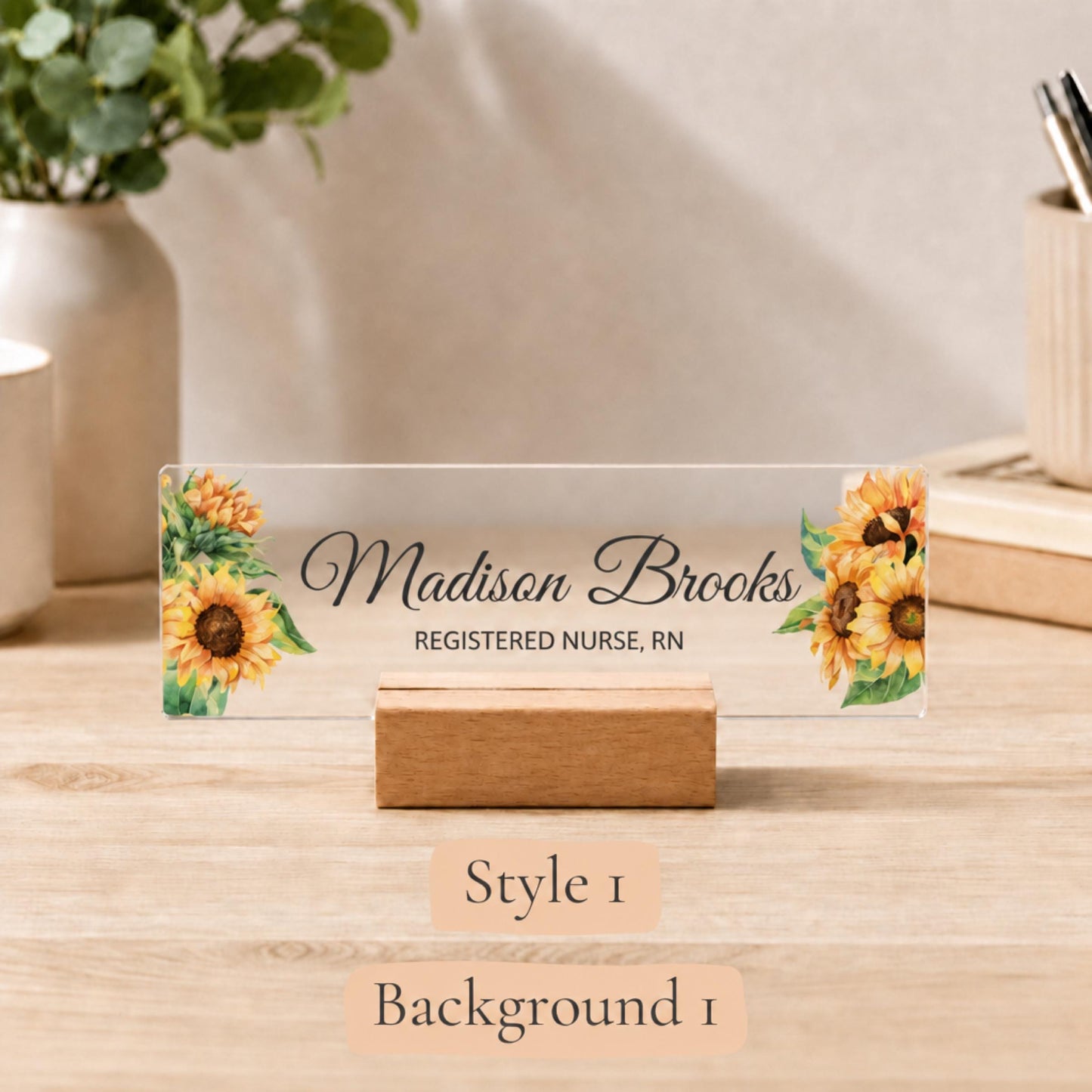 Personalized rn acrylic nameplate design example