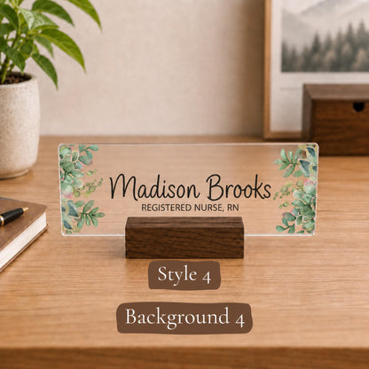 Personalized rn acrylic nameplate design example