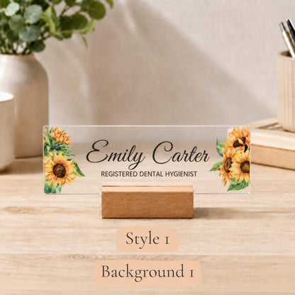 Personalized dental hygienist acrylic nameplate design example