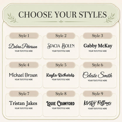Nine typography styles for the medical assistant acrylic nameplate