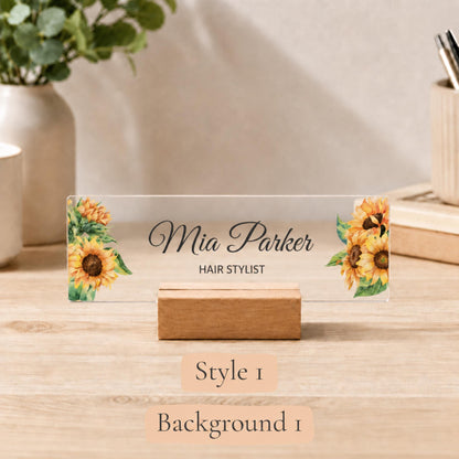 Personalized hair stylist acrylic nameplate design example