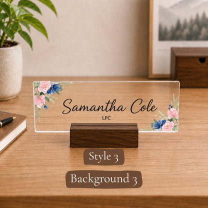 Personalized therapist acrylic nameplate design example