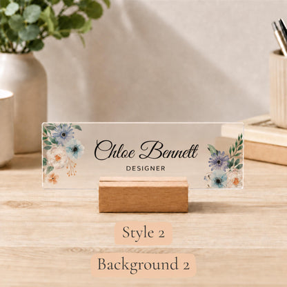 Personalized interior designer acrylic nameplate design example