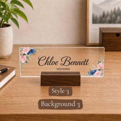 Personalized interior designer acrylic nameplate design example