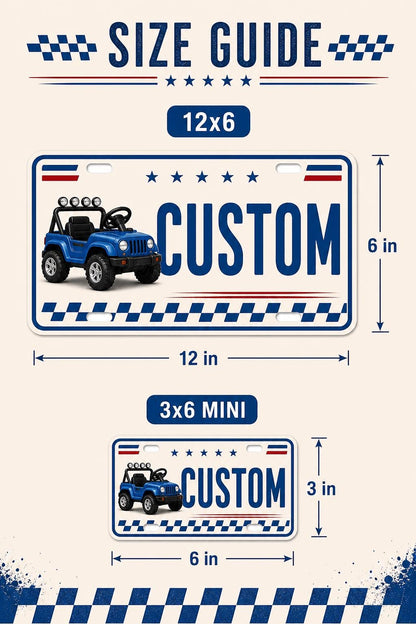 12 by 6 inch and 3 by 6 inch license plate size guide