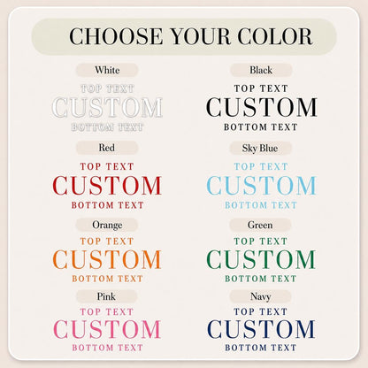 Eight text color options for a custom aluminum license plate
