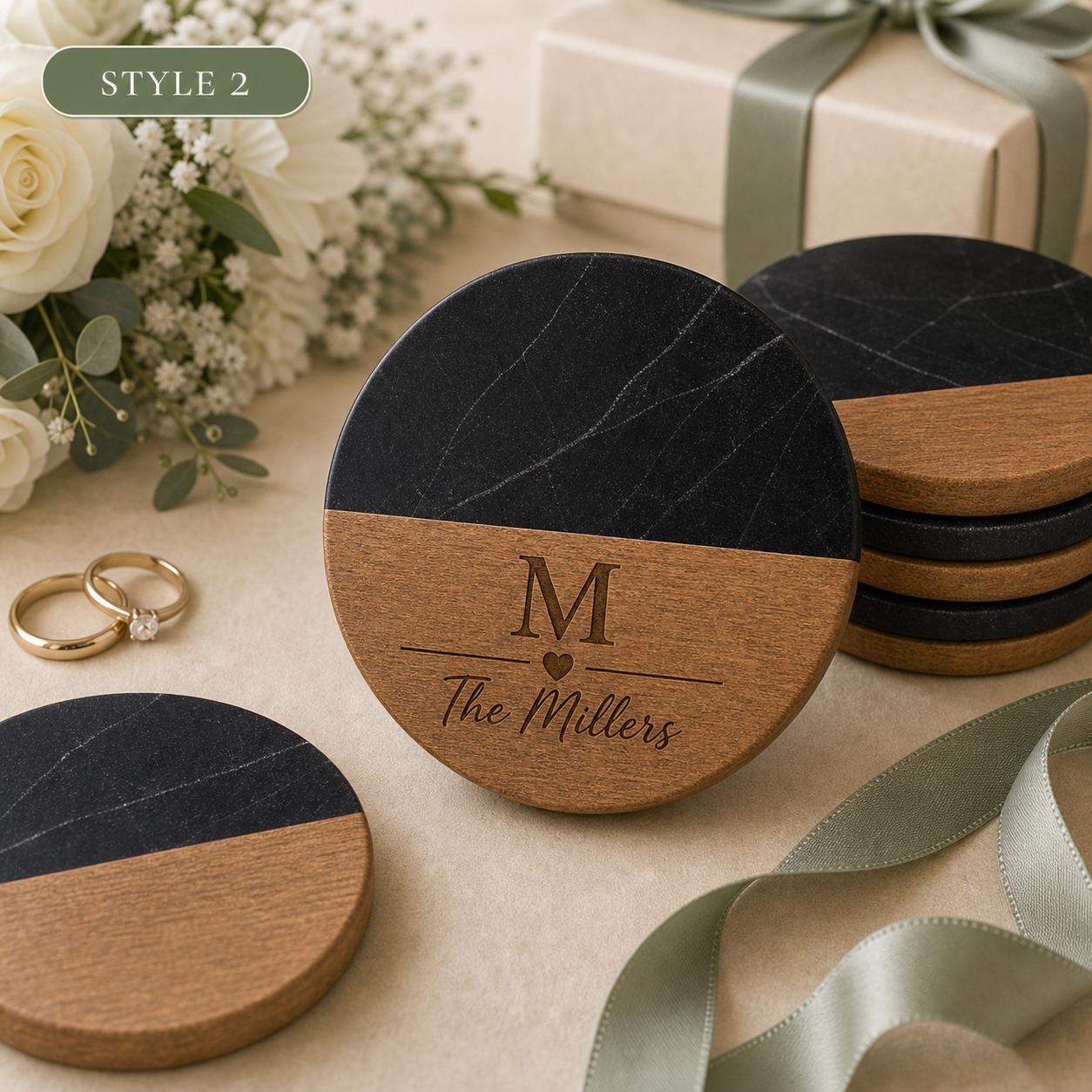 Wedding Marble & Wood Coasters product image 6