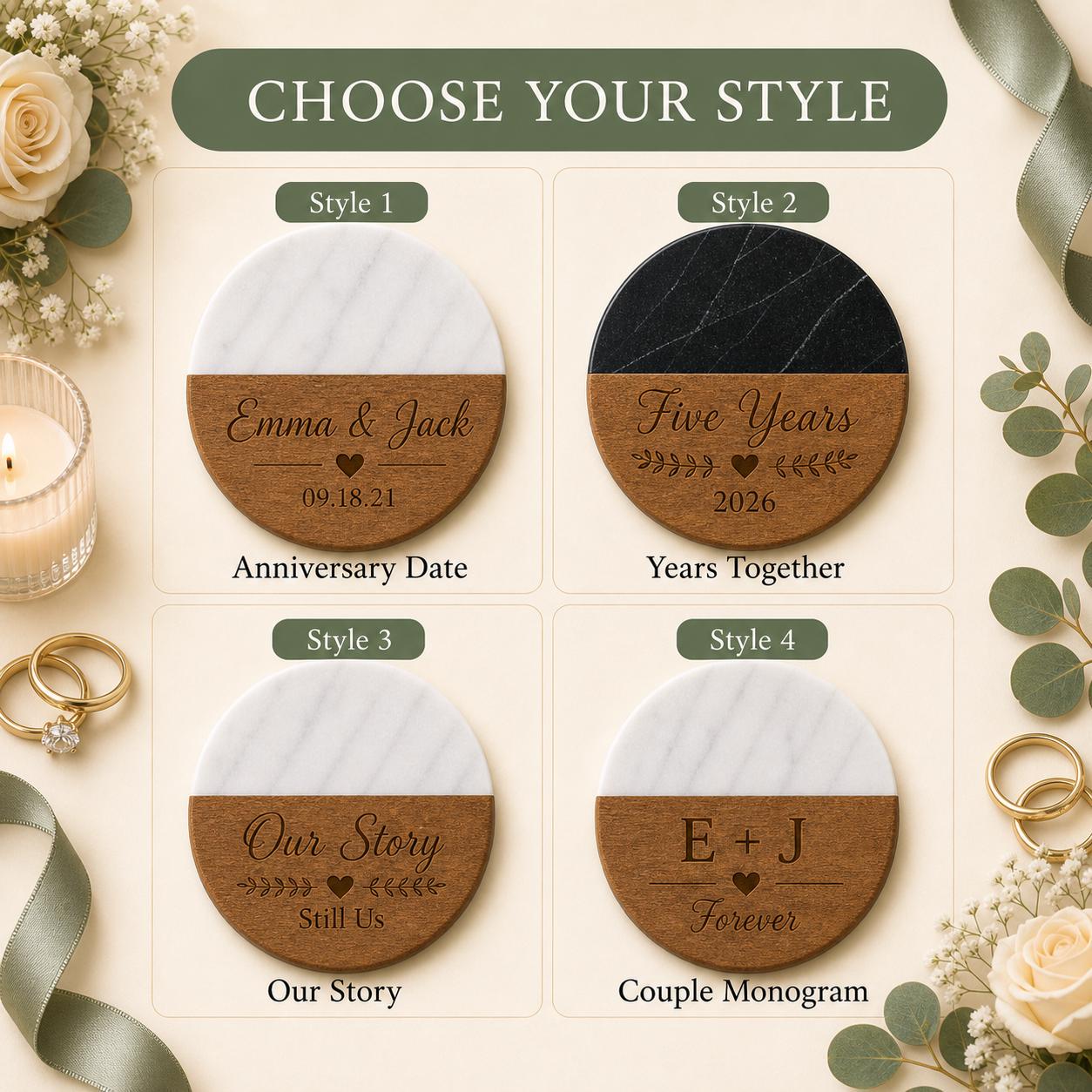 Anniversary Marble & Wood Coasters product image 3