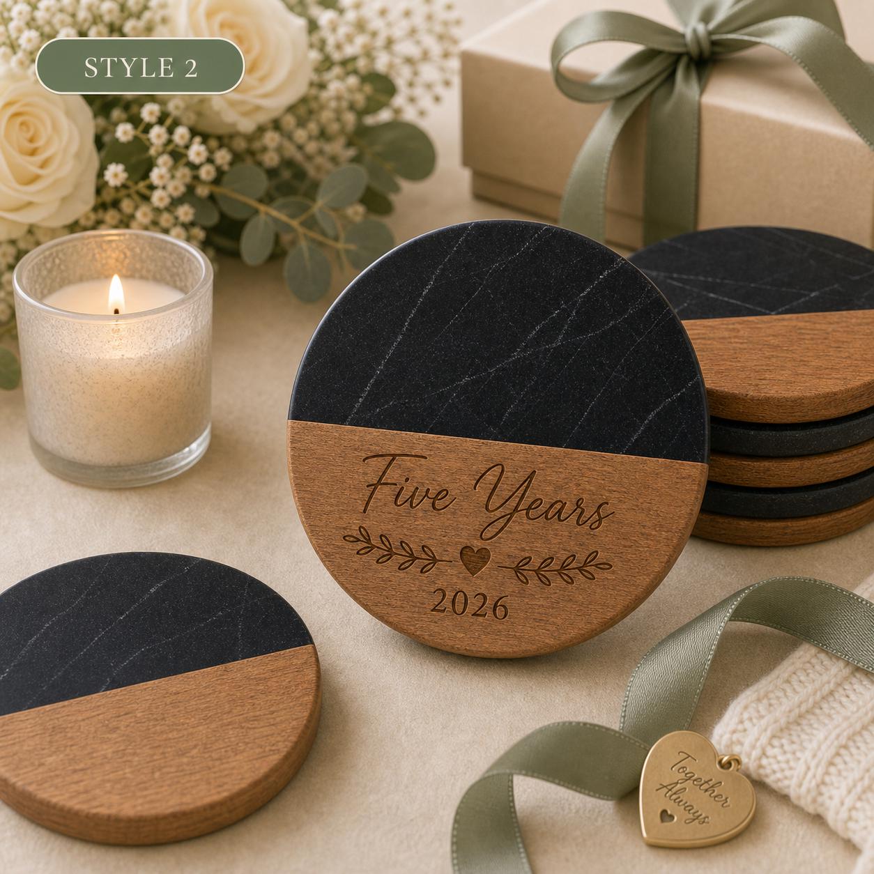 Anniversary Marble & Wood Coasters product image 6