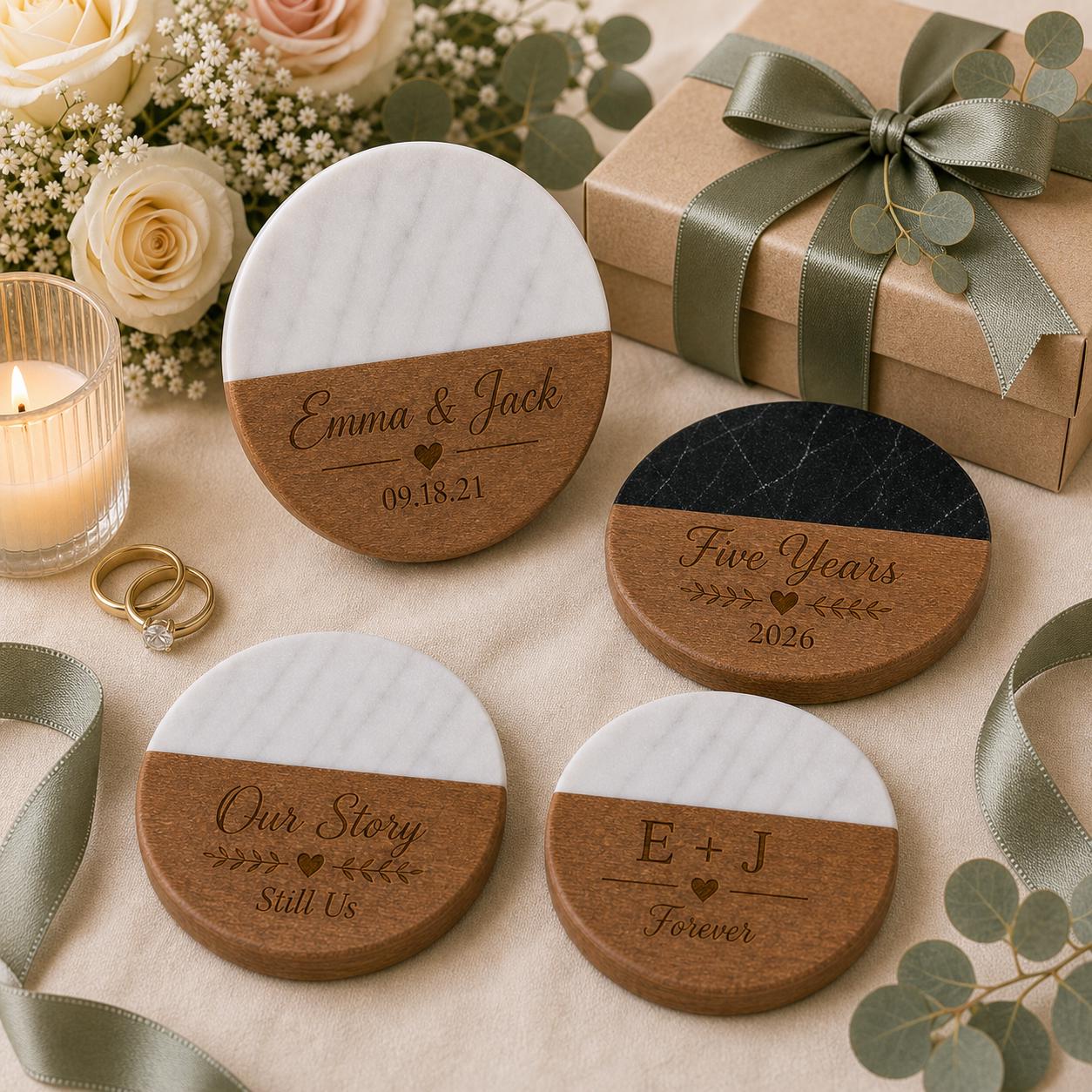 Anniversary Marble & Wood Coasters product image 9