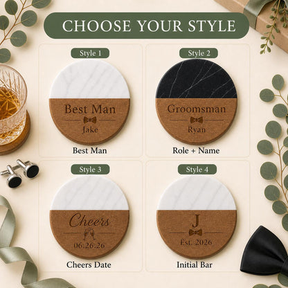Groomsmen Marble & Wood Coasters product image 3