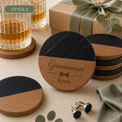 Groomsmen Marble & Wood Coasters product image 6