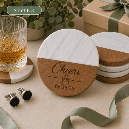 Groomsmen Marble & Wood Coasters product image 7