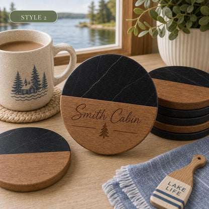 Lake House Marble & Wood Coasters product image 6
