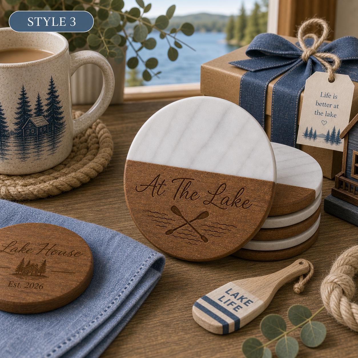 Lake House Marble & Wood Coasters product image 7