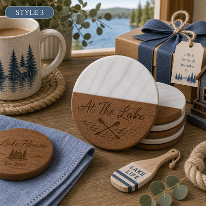 Lake House Marble & Wood Coasters product image 7