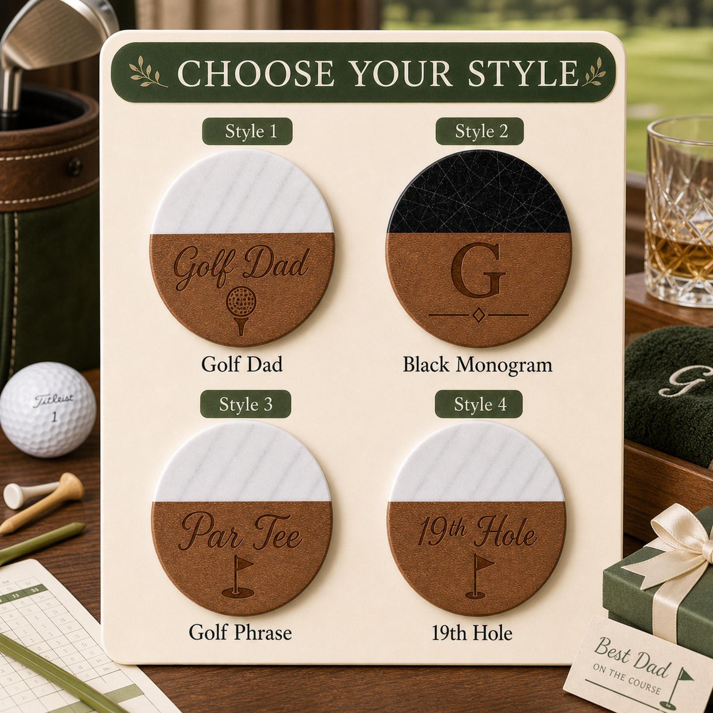 Golf Marble & Wood Coasters product image 3