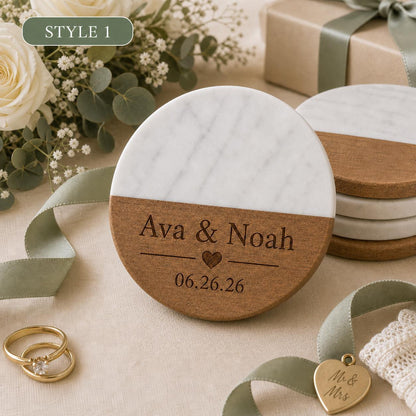 Wedding Marble & Wood Coasters product image 5