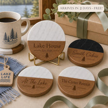 Lake House Marble & Wood Coasters