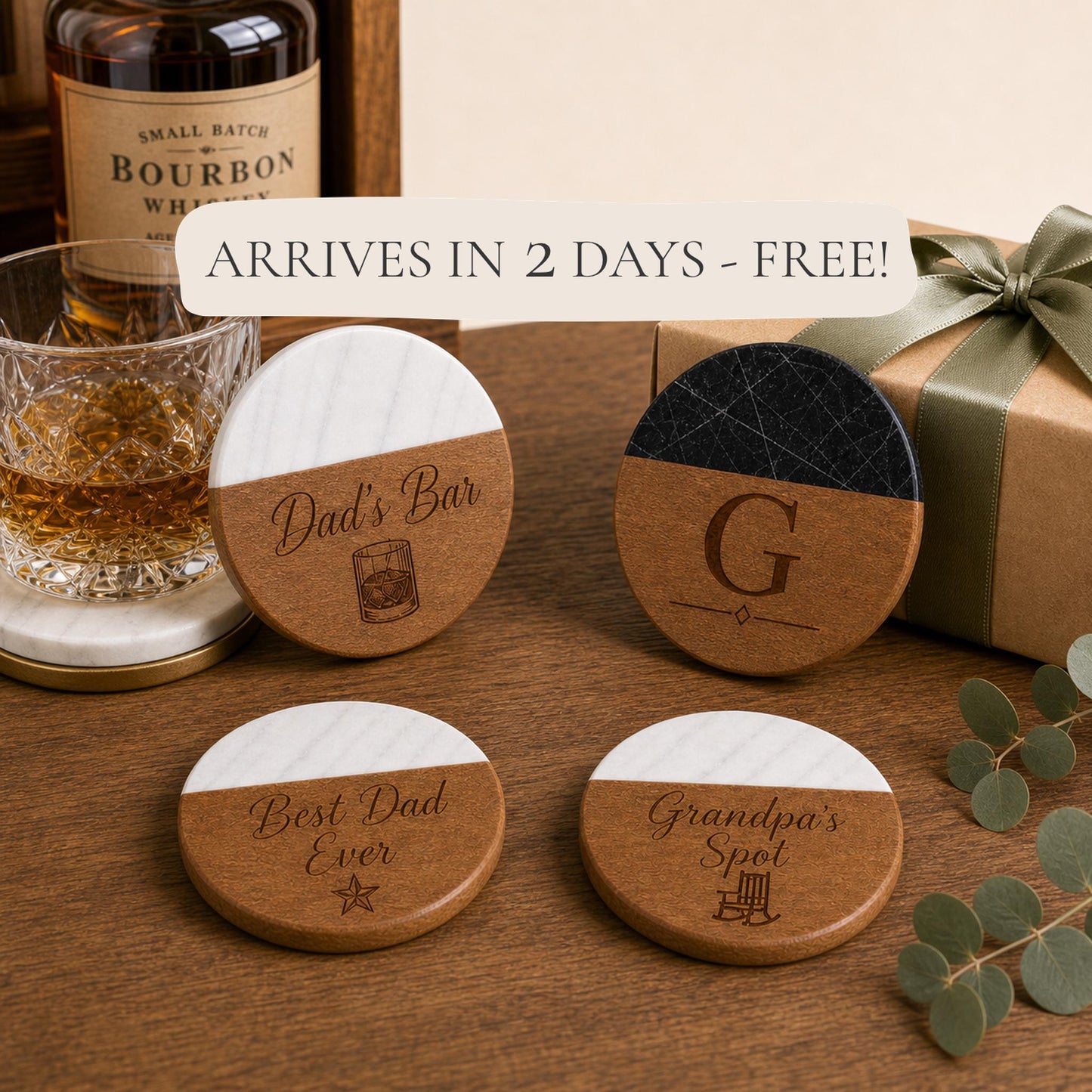 Marble & Wood Coasters for Dad