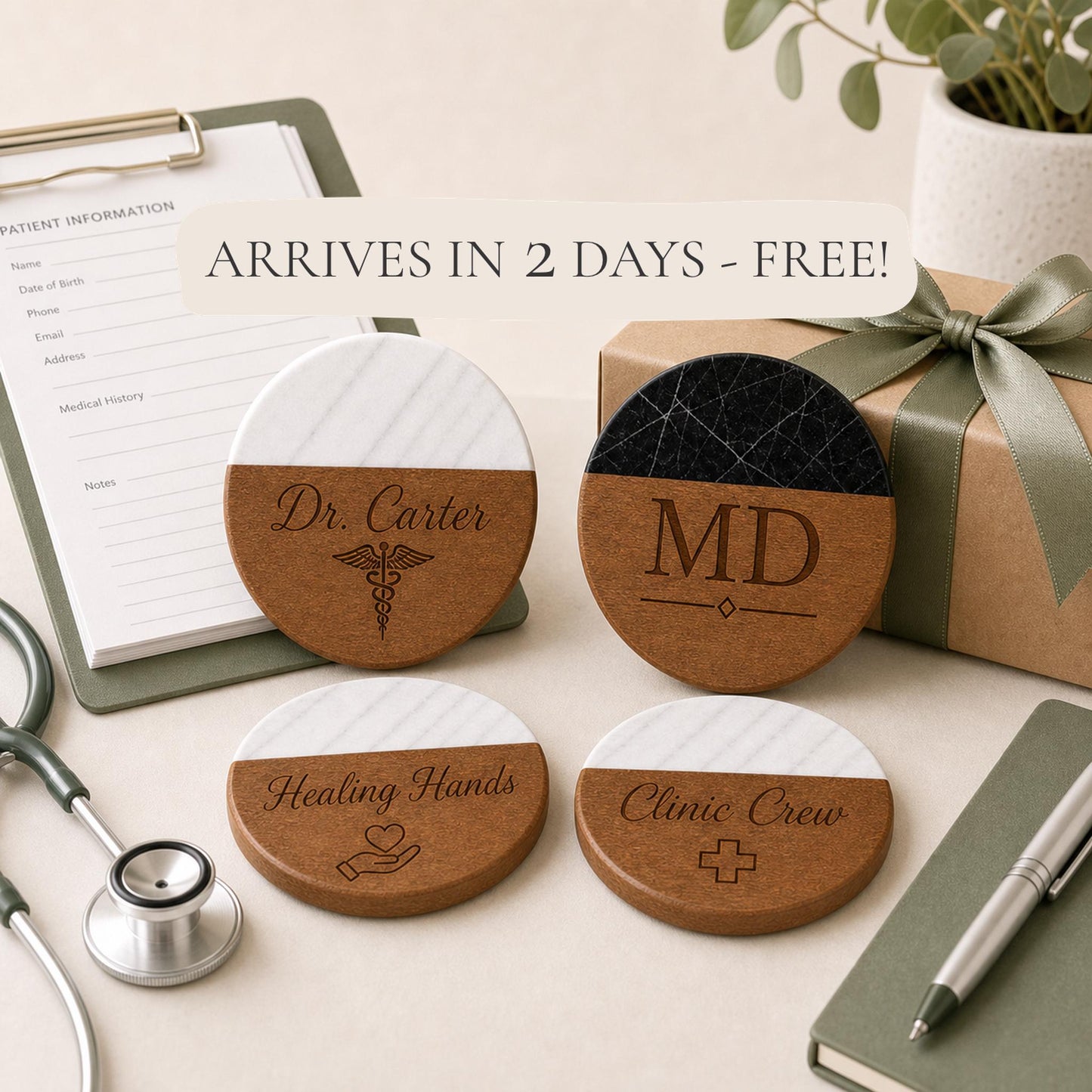 Doctor Marble & Wood Coasters