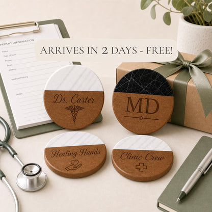 Doctor Marble & Wood Coasters