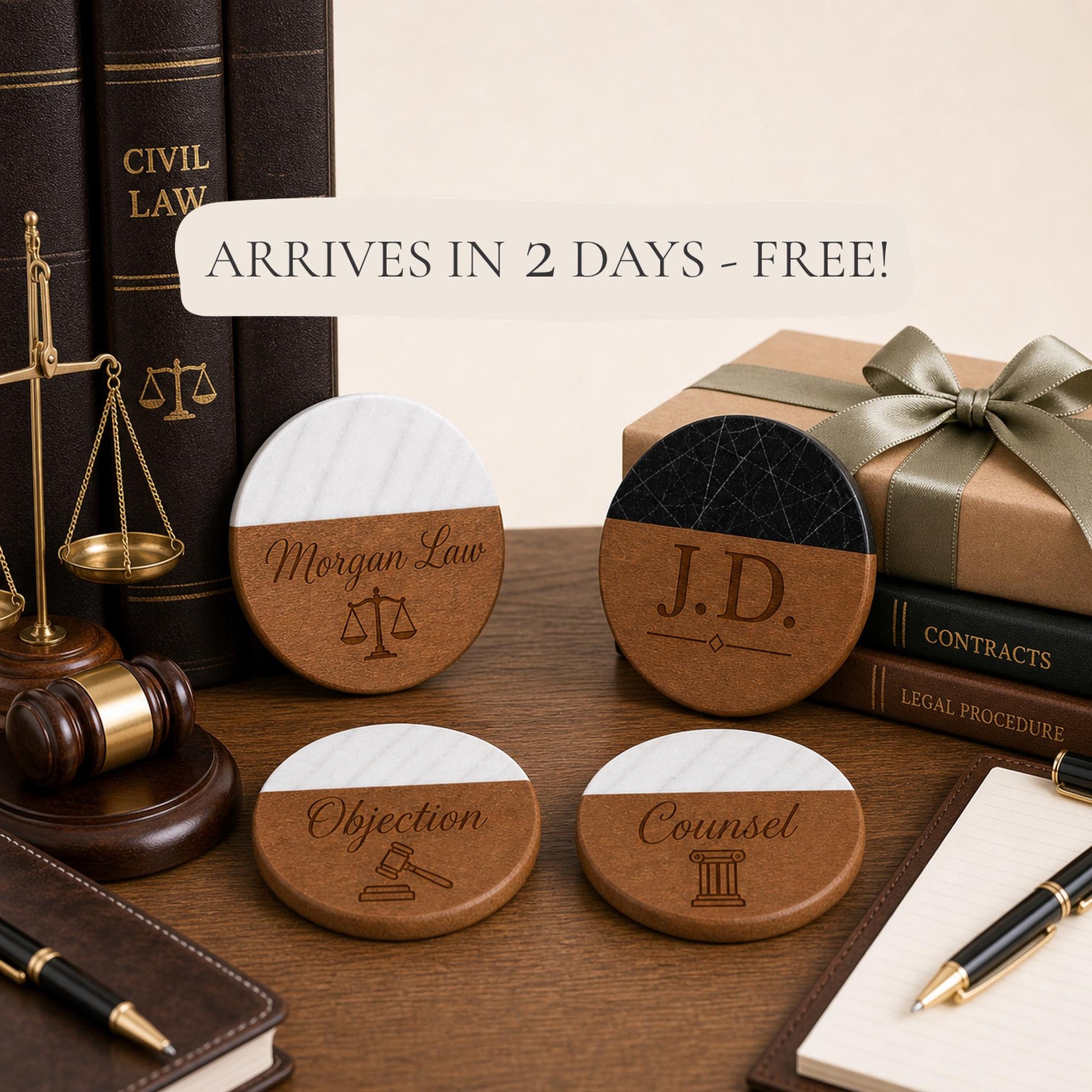 Lawyer Marble & Wood Coasters