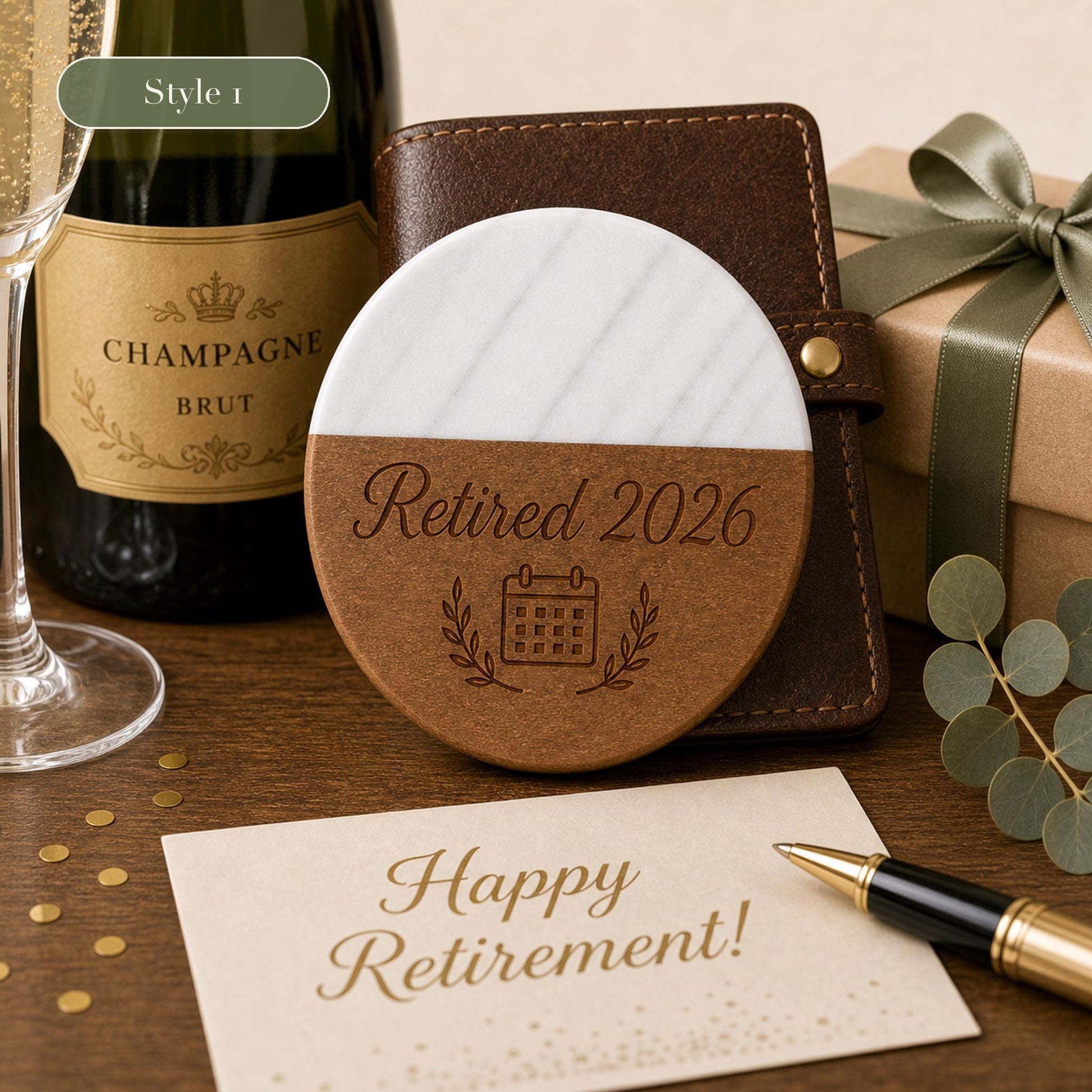 Retirement Marble & Wood Coasters product image 5