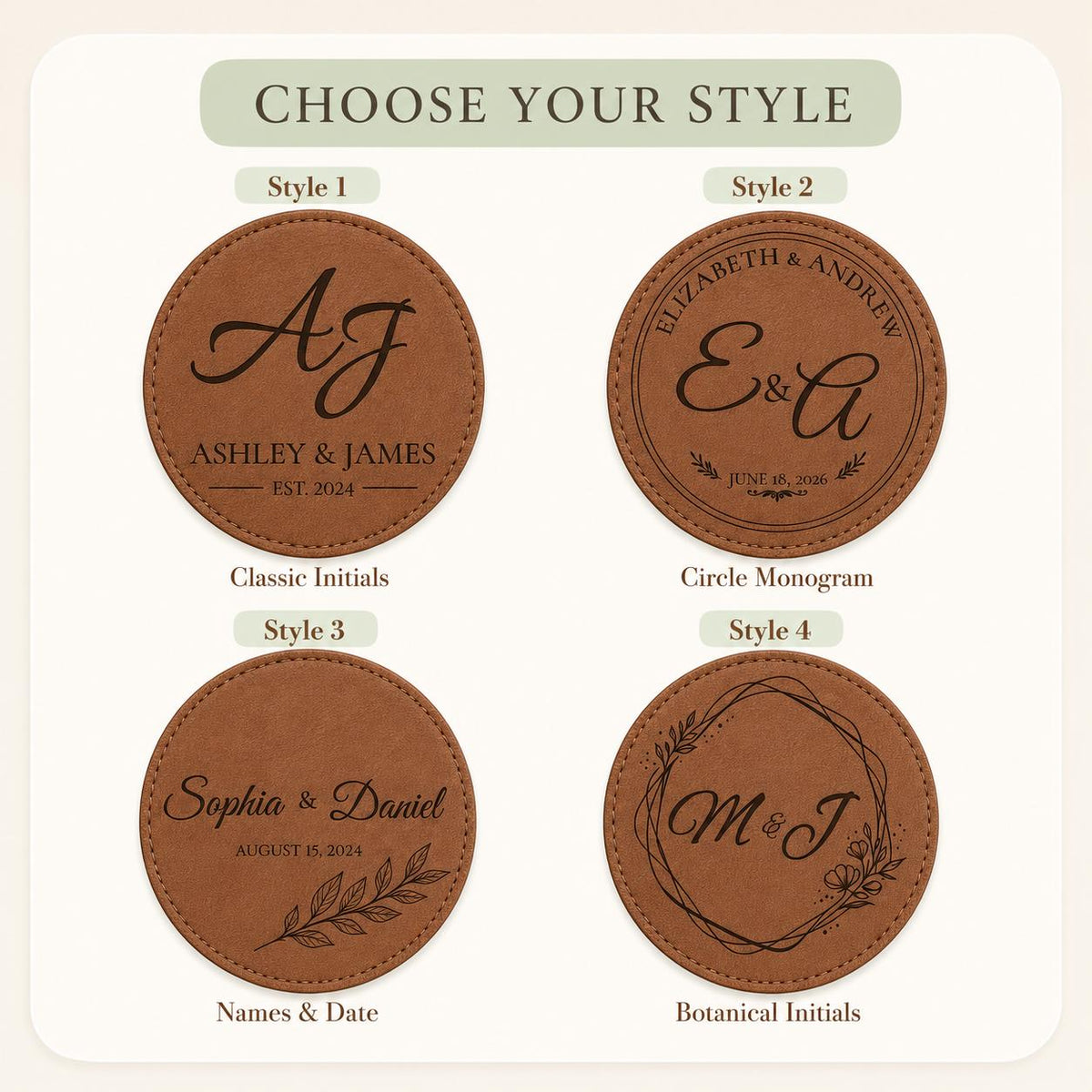 Engraved Leatherette Coaster Set product image 3