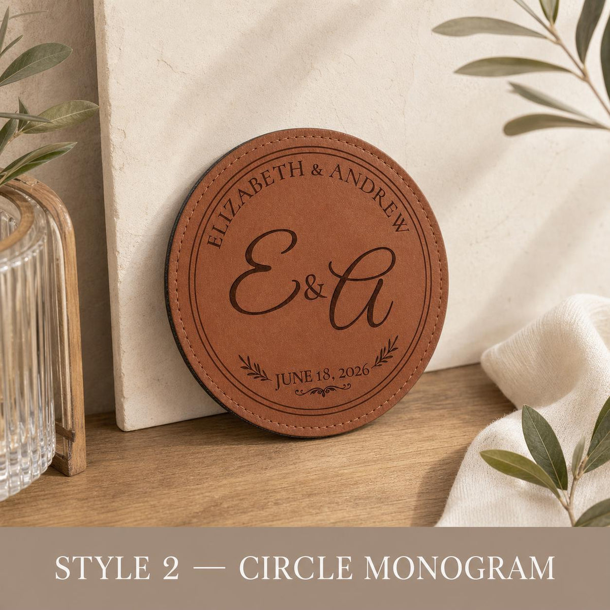 Engraved Leatherette Coaster Set product image 6