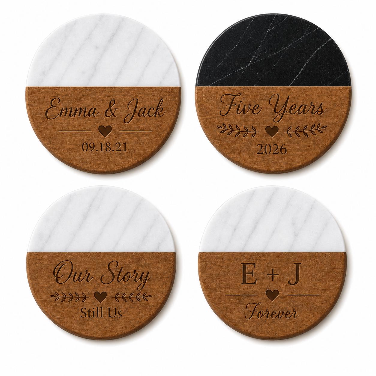 Wedding Marble & Wood Coasters product image 2
