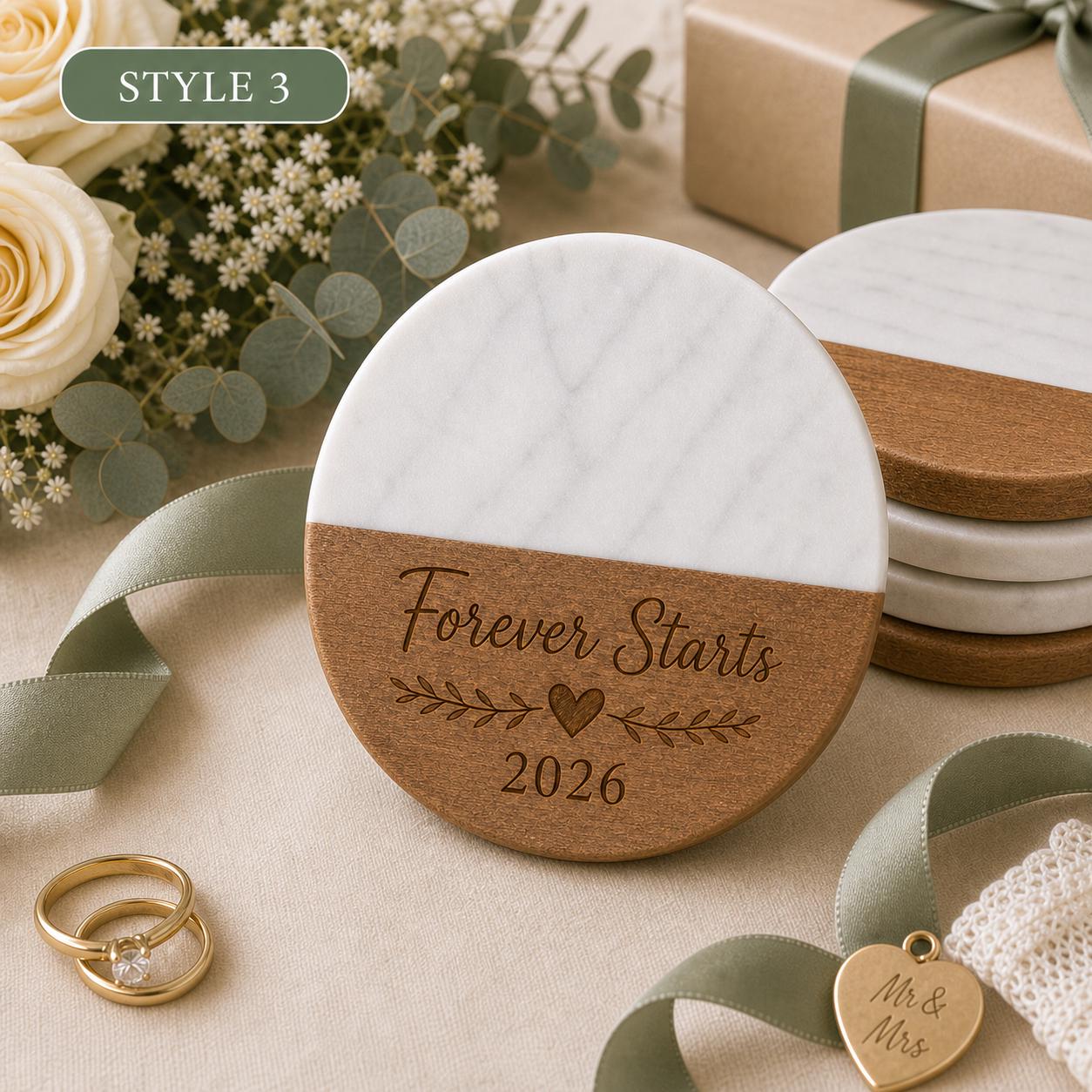 Wedding Marble & Wood Coasters product image 7