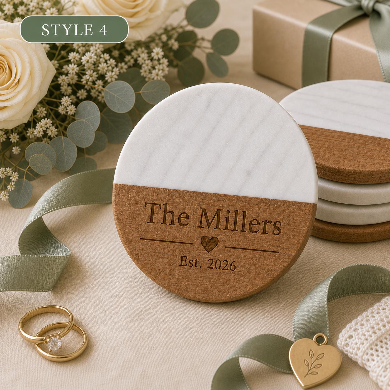 Wedding Marble & Wood Coasters product image 8